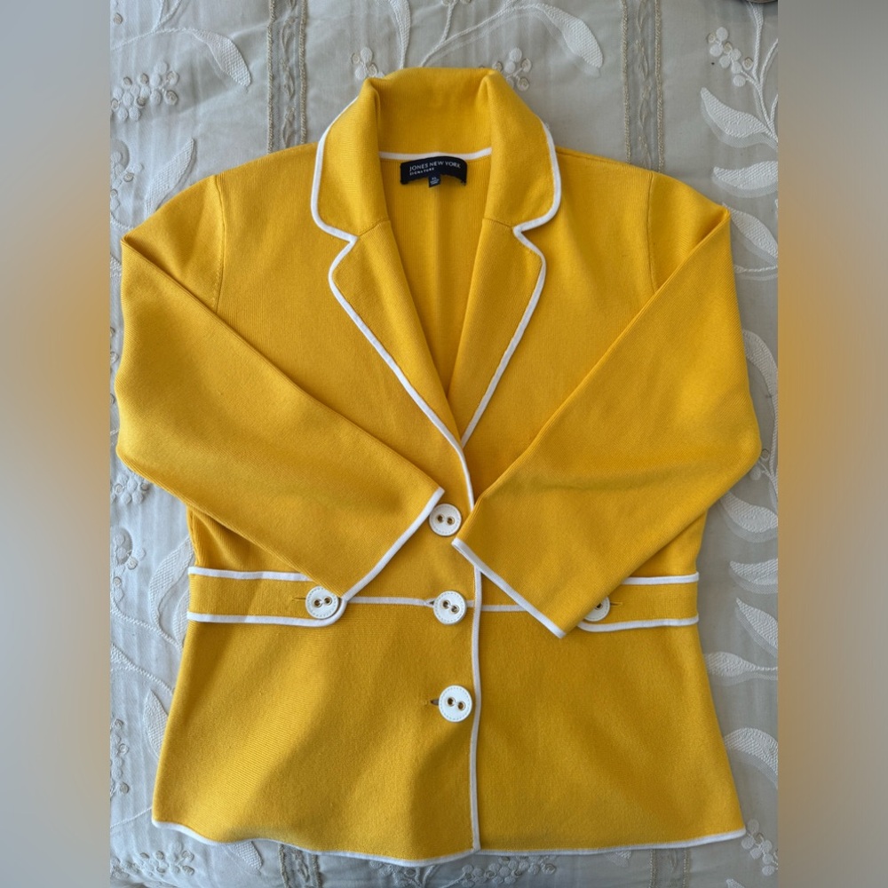 Jones New York Yellow Button Down Sweater